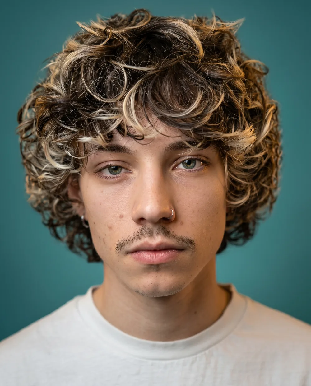 Lockiger Haarschnitt mit Highlights